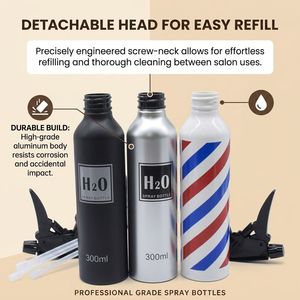 Bouteille de pulvérisation professionnelle en aluminium de 300 ml à effet métallique, motif de poteau de <span class=keywords><strong>barbier</strong></span>, pour salon de coiffure et jardinage - Product Image 3