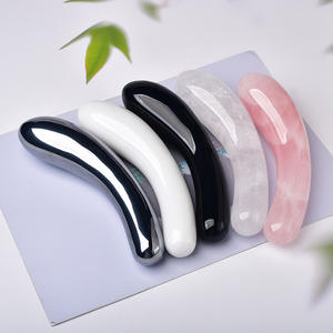 ไม้กดจุดนวดผู้หญิง ขนาด 18 ซม. ขายส่ง ทำจากหินธรรมชาติ รูปทรงไข่ ควอตซ์สีชมพู ควอตซ์สีขาว แกะสลัก - Product Image 1