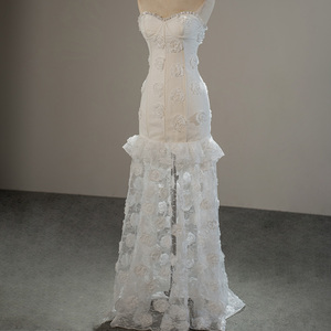 Vestidos de Novia Elegantes y Glamurosos sin Tirantes, Vestido de Noche Floral con Cola de Rosas, Vestido Largo con Corsé, Sfy185 - Product Image 1