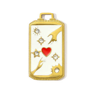 DIY Charm Schmuck Edelstahl 18 Karat vergoldet Bunte Vintage Emaille <span class=keywords><strong>Tarot</strong></span> Anhänger Eye Flame Star Moon Charms - Product Image 5