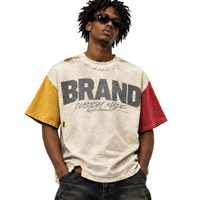 T-shirt personnalisé vintage avec impression DTG, coupe ample et épaisse, effet déchiré, délavé à l'acide, color block