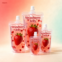 Pochettes à gelée imprimées sur mesure, sachets à bec verseur pour gelée de fraise, conception et impression personnalisées, emballage de snacks pour la vente au détail