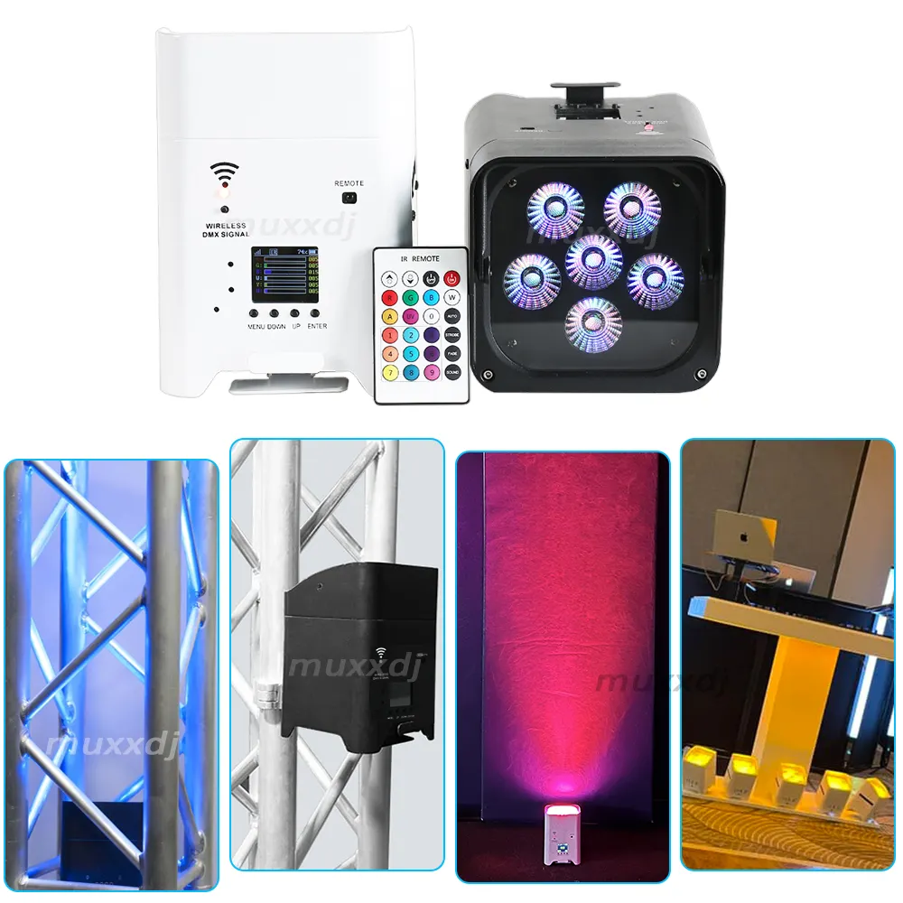 6*18W Uplights Battery Wireless RGBWA+UV Wedding Party Dj Lights battery led Uplight With Case