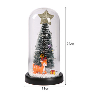 Dekorasi Natal kubah kaca bening LED, pohon Natal dan mawar Mini dengan dasar kayu untuk Hari Ibu terlaris - Product Image 3