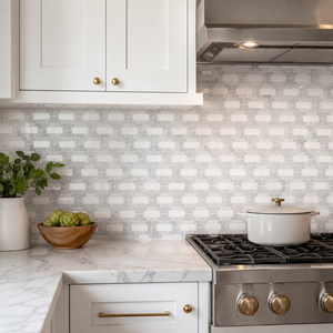 UNION Bianco Dolomite Lynx <b>Marble</b> Mosaic Tiles 12 X 12 Waterproof Features - Product Image 4