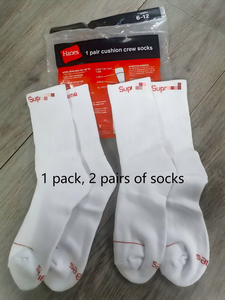Горячая новинка 2025: 2 пары модных носков Hane Crew Socks из 100% хлопка, трендовые брендовые спортивные баскетбольные носки средней длины - Product Image 2
