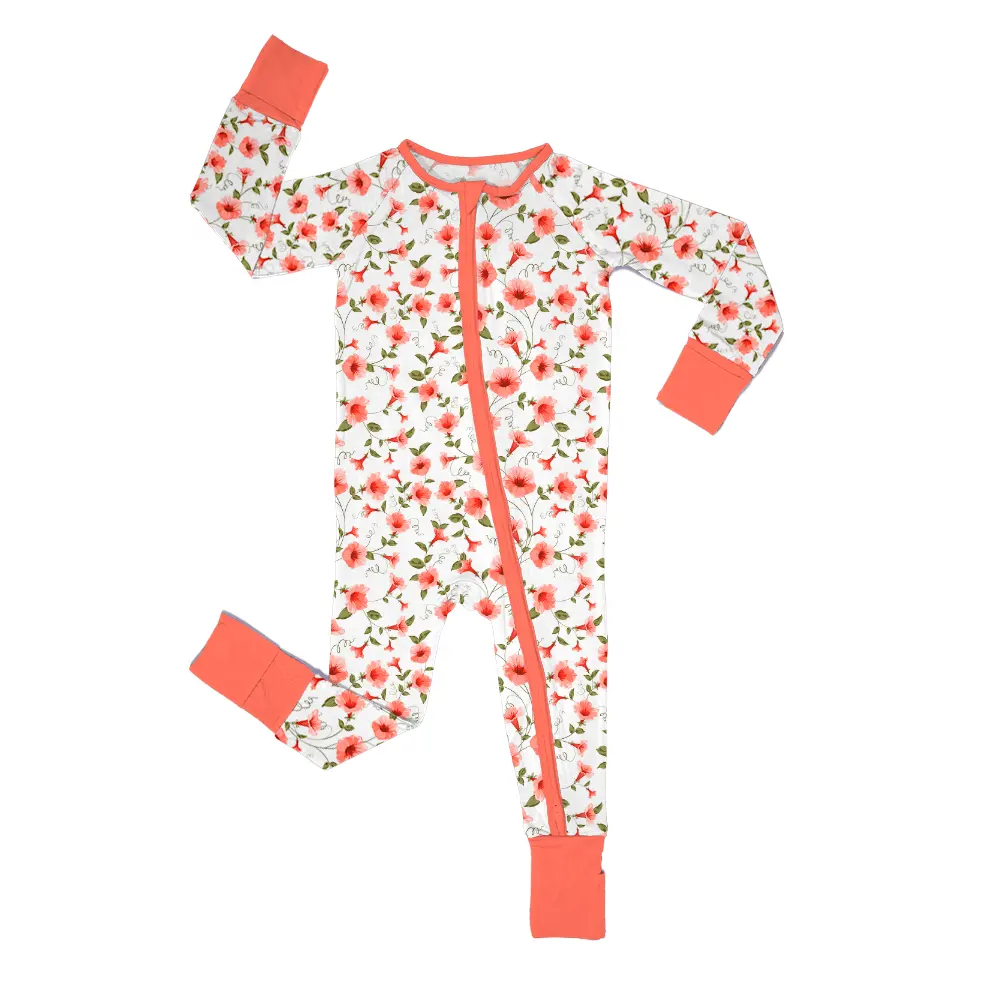 Custom Boys Romper Autumn Winter Floral Turtleneck Sweater Bamboo Romper For Little Girls Jumpsuit Clothes Toddler Baby Overalls