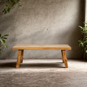 Sustainable Reclaimed Old Teak Bench with Out-spread Legs, Rustic <b>Stool</b> with Natural Weathered Texture for <b>Garden</b> - Product Image 2