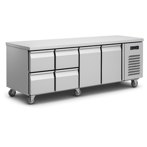 <span class=keywords><strong>Réfrigérateur</strong></span> de préparation commercial en acier inoxydable <span class=keywords><strong>à</strong></span> 2 portes avec tiroirs pour salades et pizzas, idéal pour les cuisines professionnelles - Product Image 1