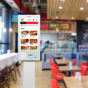 Buffet KFC Mcdonalds kiosque de commande automatique 21.5 ''écran plat android win7-10 reçu imprimante lecteur de carte écran tactile kiosque de commande