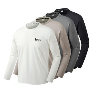 High Quality Button <b>Collar</b> Athletic Gym Long Sleeve 88% polyester 12% spandex Tshirts Customized Logo Long Sleeve <b>T</b> <b>Shirt</b> - Product Image 2