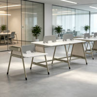 Poste de travail modulaire pour personnel de bureau commercial, bureau en banc avec panneaux de séparation pour un espace de travail collaboratif
