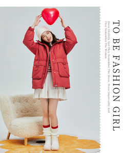 Nouvelle veste d'hiver <span class=keywords><strong>longue</strong></span> à <span class=keywords><strong>capuche</strong></span> rouge pour femme imperméable à sequins et plumes - Product Image 5