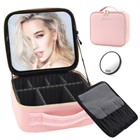 Bolsa de Viaje de Cuero Ecológica Personalizada MoonlitGlow, con Cierre de Cremallera, Impermeable, con Gancho para Colgar, Gran Capacidad, para Maquillaje y Cosméticos