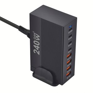 Portable 240W Travel GaN Charger Adapter US EU UK AU <b>Plug</b> 4C4A PD <b>USB</b> C Wall Charger Power Station for Desktop Laptop - Product Image 1