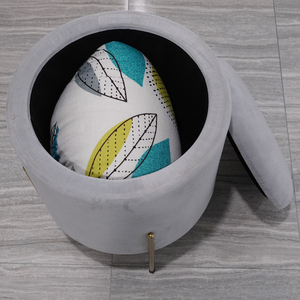 HStex Mobili Nuovo di Vendita Rotondo Seduti Poggiapiedi Velluto Oro Gambe In Metallo Sedie <span class=keywords><strong>Grigio</strong></span> Sgabelli Ottoman - Product Image 6