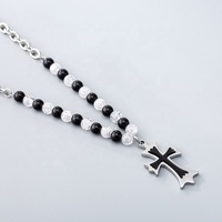Colliers avec pendentifs en croix noire, perles à personnalité, pour hommes et femmes, en acier inoxydable, nouvelle tendance européenne, livraison gratuite