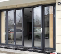 Porte pliante en alliage d'aluminium robuste avec double vitrage trempé, coupe-vent, pour intérieur/extérieur, sur mesure, pour séparation de pièce ou entrée.