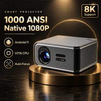 Meilleur projecteur natif 1080P HD 30000 Lumens Android Smart WiFi compatible avec la décodage vidéo 8K pour jeux en extérieur et cinéma maison