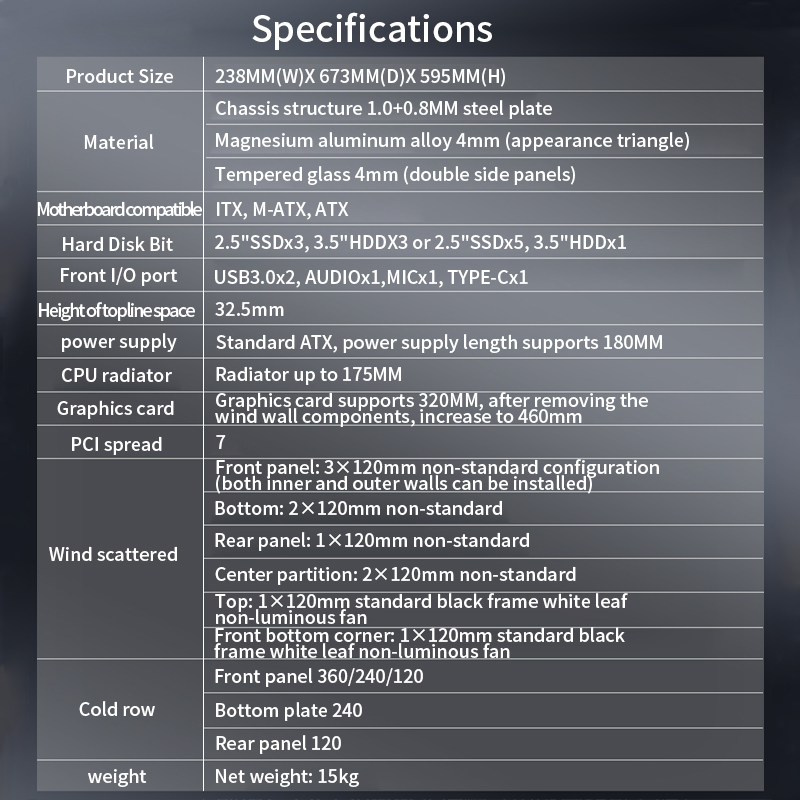 Jonsbo TR03-G Spot trempé verre de jeu ordinateur de bureau cas E-sport d'eau de refroidissement jeu ATX rgb pc cas