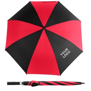 Windproof Business Gifts Black with Red Pongee Golf <b>Umbrella</b> with UV Protection for Outdoor Sport Beach Use - Product Image 3