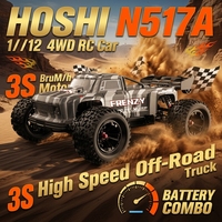 HOSHIPLAY N517A Voiture RC Frenzy, échelle 1/12, brushless, 4 roues motrices, 70 km/h, voiture de course haute vitesse, tout-terrain, monstre, RTR, version 2 batteries