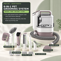 Kit de toilettage pour animaux 6-en-1 avec aspirateur, aspiration 12 kPa, réservoir de poussière 3,2 L, tondeuse et brosse de démêlage pour chiens et chats