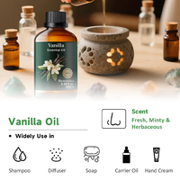 Kustomisasi Grosir 10/30/50/100ml Minyak Esensial Vanili Organik Alami untuk Pembuatan Sabun Aroma Manis 100% Murni Botol Kaca