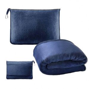 Multifunctional 2-In-1 Car Pillow Blanket, Flannel Zipper Foldable Travel Blanket Pillow Airplane Blanket - Product Image 1