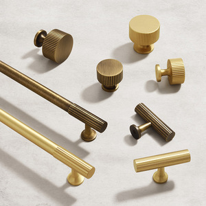 Furniture Handle And <b>Knob</b> Brass T Shaped Cabinet Hardware Scandinavian Style Durable For Wardrobe Kitchen Cupboard Doors - Product Image 1