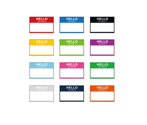 Autocollants adhésifs professionnels personnalisés en forme de coquille d'œuf, personnalisables avec le texte 'Bonjour, je m'appelle' et autocollants vierges - Product Image 1