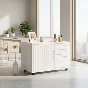 Storage Unit for Home Office KD Structure Steel Password-protected Mobile Cabinet with <b>File</b> Folder and Hanger Desk - Product Image 3