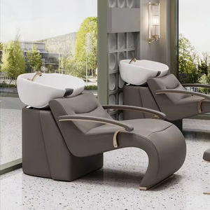 Fauteuil de lavage en acier inoxydable doré avec raccords d'eau, lit de lavage personnalisable pour salon de coiffure - Product Image 1
