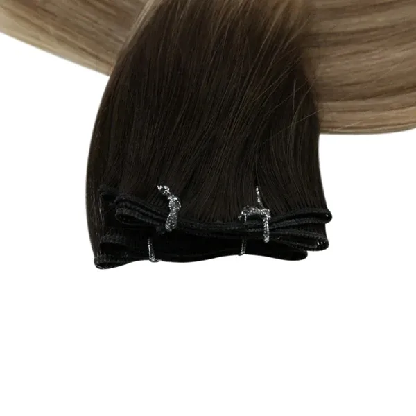 Ham bakire saç atkı uzantıları #3/8/22 piyano renk çift çizilmiş düz saç görünmez uzatma 100% insan saç demetleri
