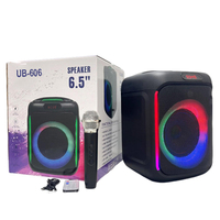Haut-parleurs Subwoofer Stéréo Karaoké DJ Portable d'Extérieur avec Micro Sans Fil 6,5 Pouces, LED RGB, Basses Puissantes, Bluetooth 5.0, 20W, 3600mAh, 2 Unités