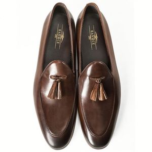 Mocasines de Gamuza Marrón para Hombre, Punta Cuadrada, Sin Cordones, Parte Superior de Cuero Genuino, Plantilla Acolchada, para Oficina y Trabajo, Todas las Temporadas - Product Image 5