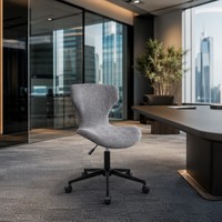 Chaise de bureau en tissu sans accoudoirs, pivotante et gain de place, avec hauteur réglable pour bureau à domicile et salle à manger