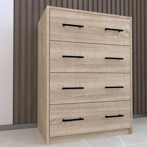 Mueble <span class=keywords><strong>de</strong></span> almacenamiento con 4 cajones, cómoda, roble Sonoma claro - Product Image 1
