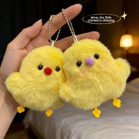 Porte-clés pendentif sac à dos en peluche poussin super mignon, style dessin animé, adorable, rembourrage en coton PP, accessoire unisexe