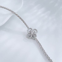 Bracciale da donna con chiusura a quadrifoglio portafortuna tempestato di diamanti, in oro bianco 18K con diamanti coltivati in laboratorio, gioielli raffinati all'ingrosso
