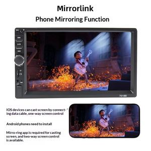 Lecteur MP5 de <span class=keywords><strong>voiture</strong></span> avec écran couleur OLED 7 pouces 2 Din, Carplay/Android Auto sans fil, double lecteur de disque - Product Image 2