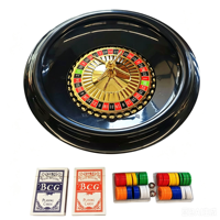 Roulette Classique 40 cm (16 pouces) avec 120 Jetons, 2 Jeux de Cartes, Tapis et Billes – Kit de Casino Portable pour Soirées Jeux en Famille