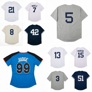 Maillots de baseball rétro pour hommes, version nostalgique, cousus, Derek Jeter, Joe DiMaggio, Reggie Jackson, Thurman Munson, tailles S-3XL - Product Image 1