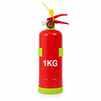 Extincteur chimique sec portable de 1 kg avec poignée rouge, valve en cuivre naturel et manomètre rouge pour usage commercial et domestique