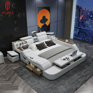 Comfortable Smart Electric <strong>Bed</strong> Tatami Bluetooth Speaker Projector Safe Leather Bedroom <strong>Rest</strong> Smart <strong>Bed</strong> - Product Image 5