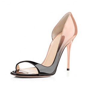 Sandales à talons hauts pour femmes, imprimé léopard dégradé, bout ouvert, escarpins de soirée, chaussures d'été en cuir à talon aiguille - Product Image 4