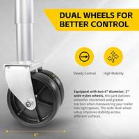 Dongkrak Trailer Ambull Desain Swing-Back dengan Gagang Angkat Samping & Roda Ganda 6 inci, Kapasitas 1500 Lbs, Pengangkat 11-1/2 inci untuk Trailer Utilitas dan Perahu