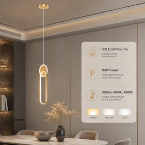 Lámpara colgante LED tricolor moderna con acabado dorado metálico, altura ajustable, decoración interior para dormitorio, comedor - Product Image 3