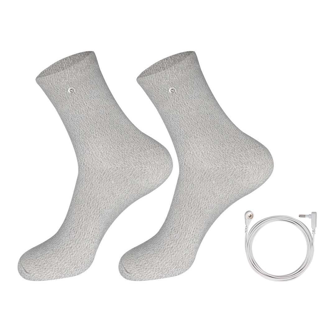 Chaussette gris clair + Cordon de mise à la terre blanc *1