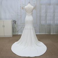 Robe de mariée sirène longue en crêpe, dos nu, simple et droite, avec appliques en dentelle, écologique, collection 2022, directement de l'usine